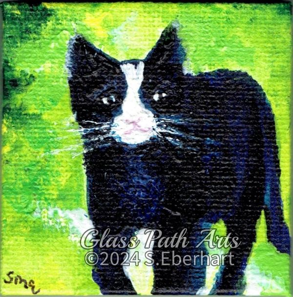Cat - Trail Blaze - Original Acrylic Miniature Painting by Sophia Eberhart