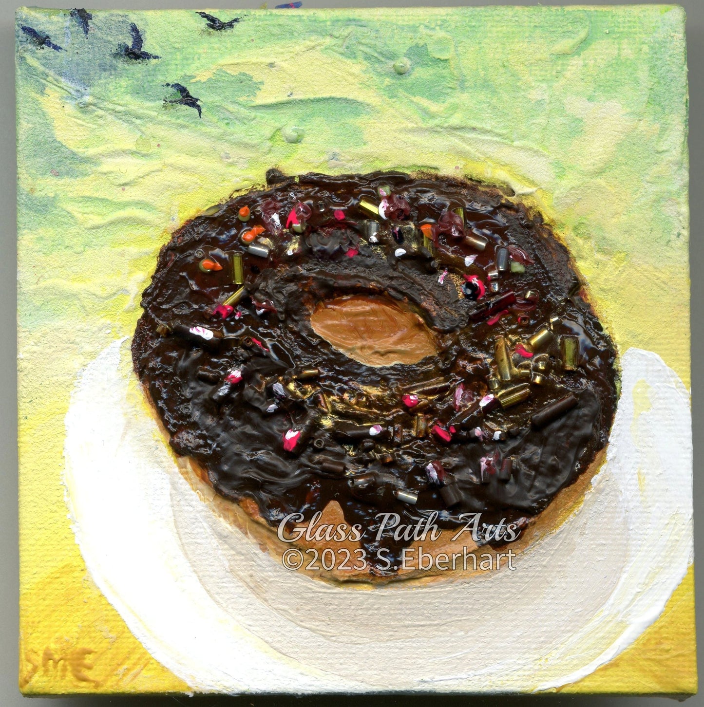 Doughnut Dawn - Original Acrylic Miniature Painting by Sophia Eberhart (Free USA Shipping)