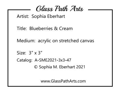 Blueberries & Cream - Original Acrylic Miniature Painting by Sophia Eberhart (Free USA Shipping)