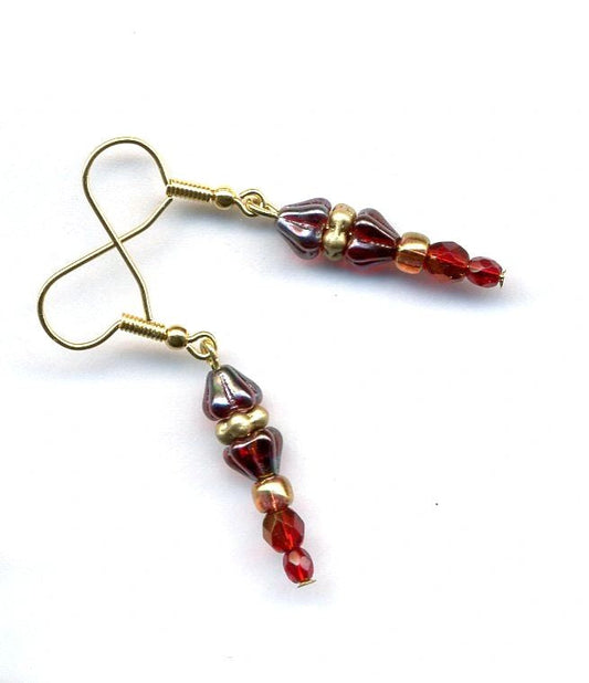 Cranberry & Gold Earrings