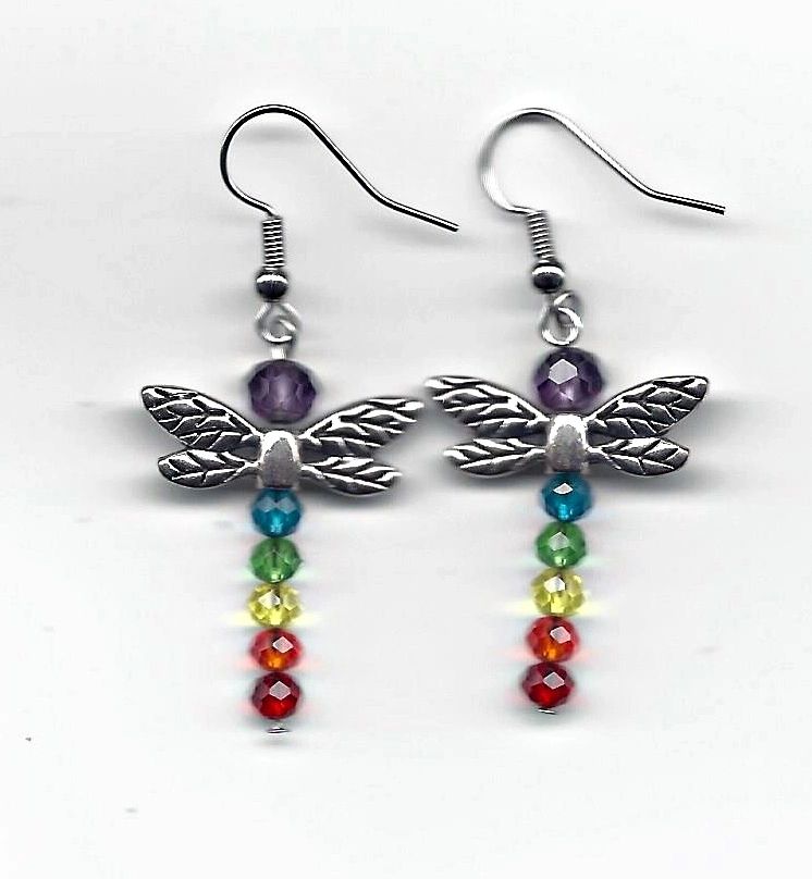 Rainbow Dragonfly Earrings