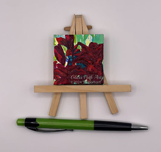 Lilies - Up Front - Original Acrylic Miniature Painting by Sophia Eberhart