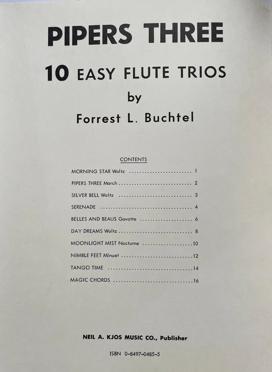 Pipers Three 10 Easy Flute Trios by Forrest L. Buchtel