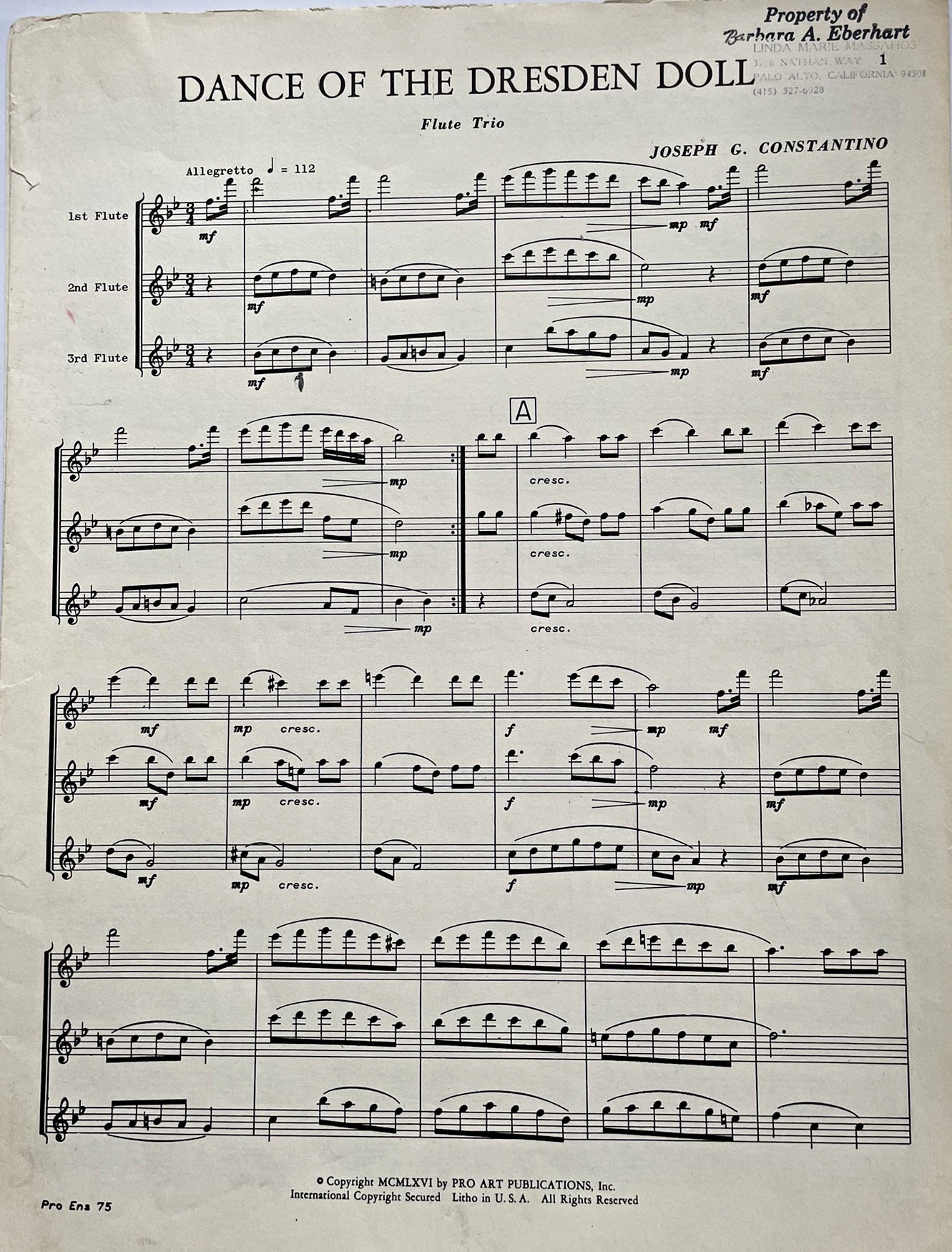 Dance of the Dresden Doll Flute Trio by Joseph G. Constantino