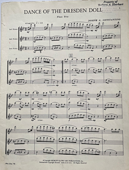 Dance of the Dresden Doll Flute Trio by Joseph G. Constantino