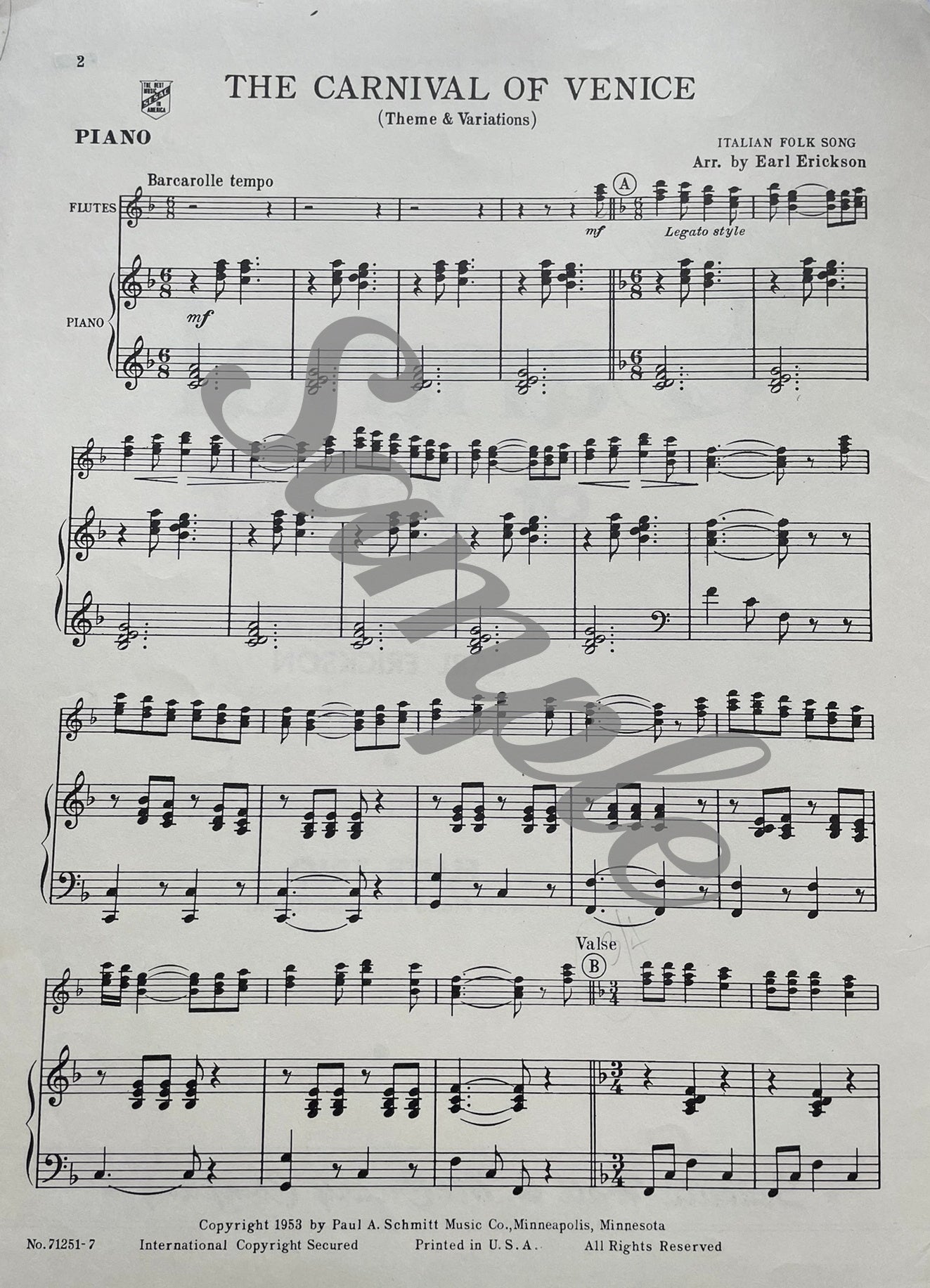 Carnival of Venice Flute Trio arranged by Earl Erickson