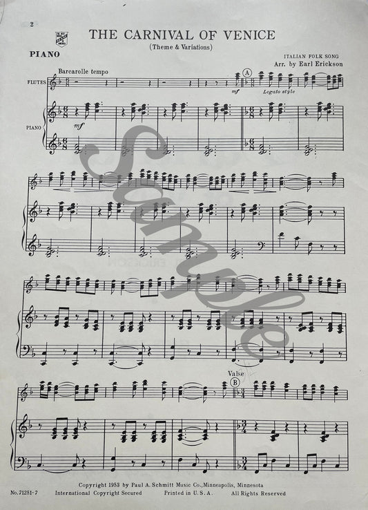 Carnival of Venice Flute Trio arranged by Earl Erickson