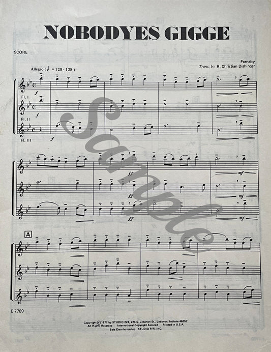 Nobodyes Gigge Flute Trio by Farnaby