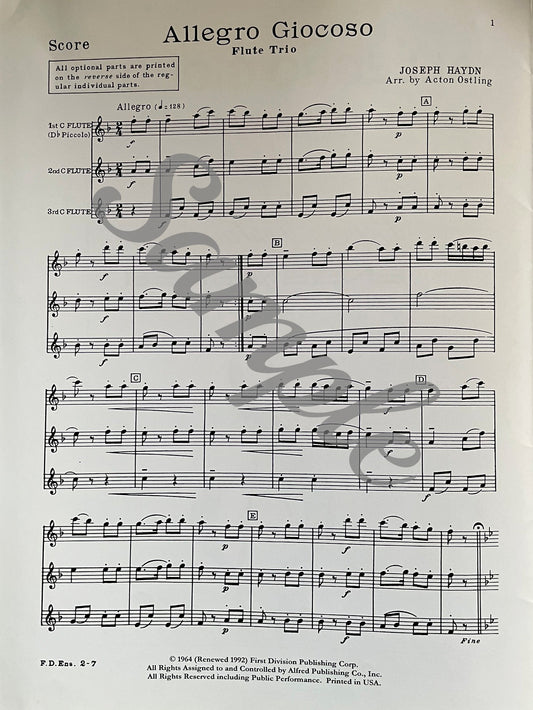 Allegro Giocoso for Flute Trio by Joseph Haydn