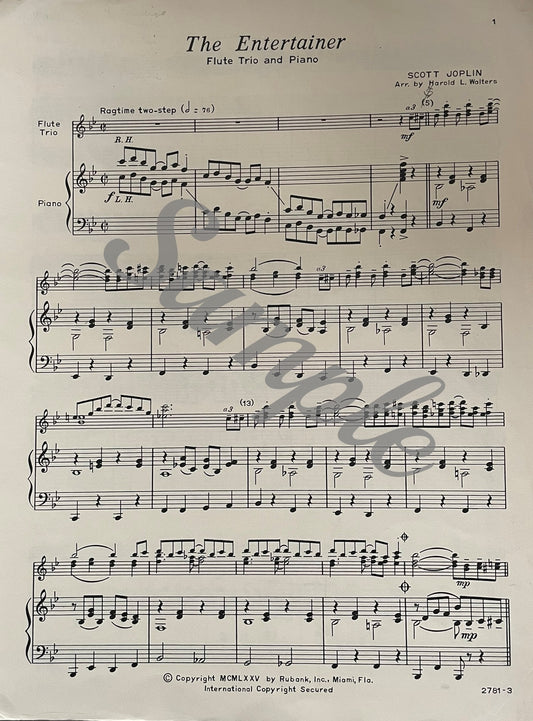 The Entertainer for Flute Trio and Piano by Scott Joplin