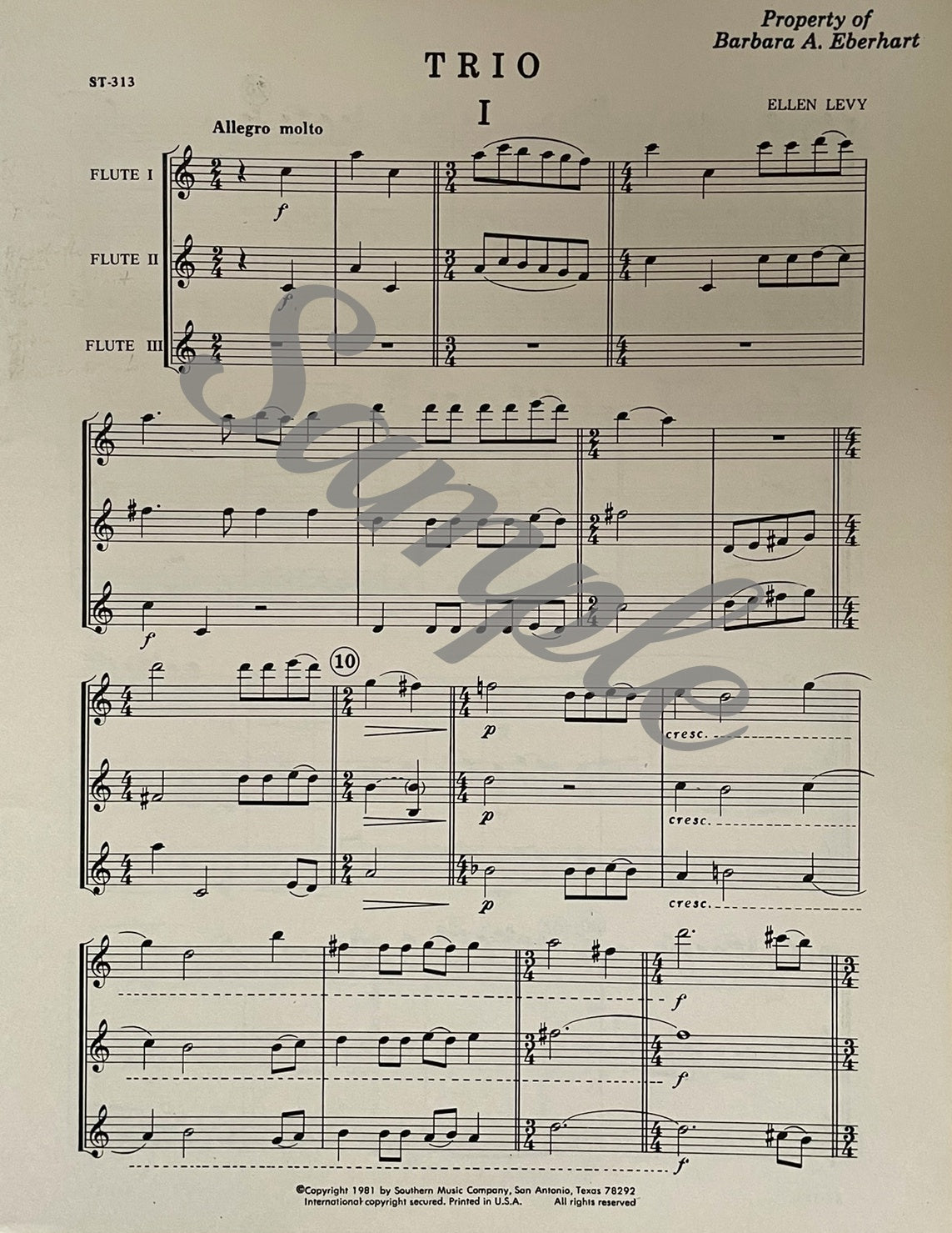 Trio for Three Flutes by Ellen Levy