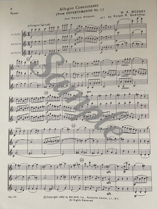 Allegro Concertante from Divertimento No. 1 for Flute Trio by W.A. Mozart