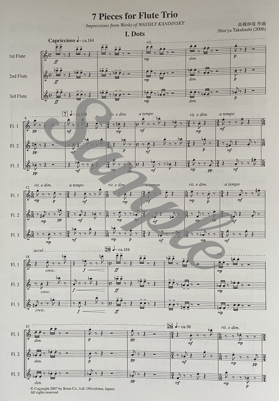 7 Pieces for Flute Trio - Impressions from Works of Wassily Kandinsky by Shin'ya Takahashi