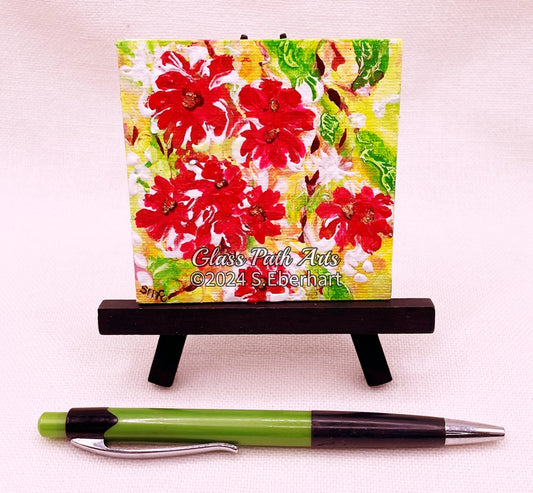 Flower Dance II - Original Miniature Acrylic Painting by Sophia Eberhart