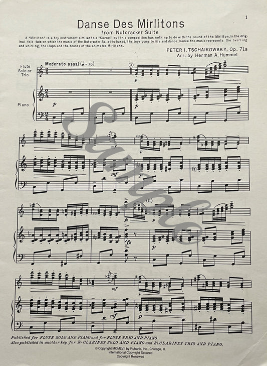 Danse des Mirlitons for Flute Trio & Piano by Tschaikowsky