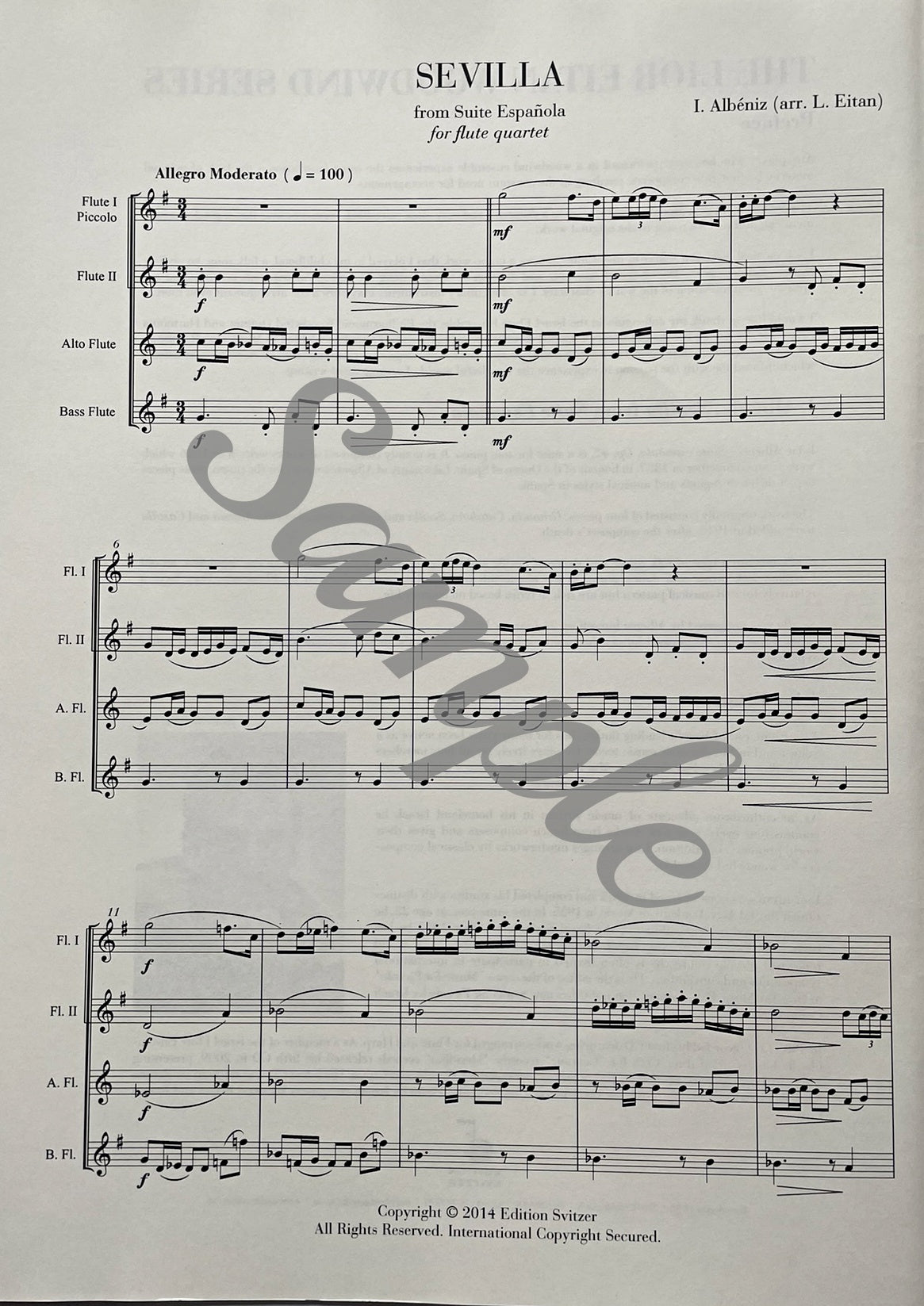 Sevilla from Suite Española for Flute Quartet by Isaac Albéniz