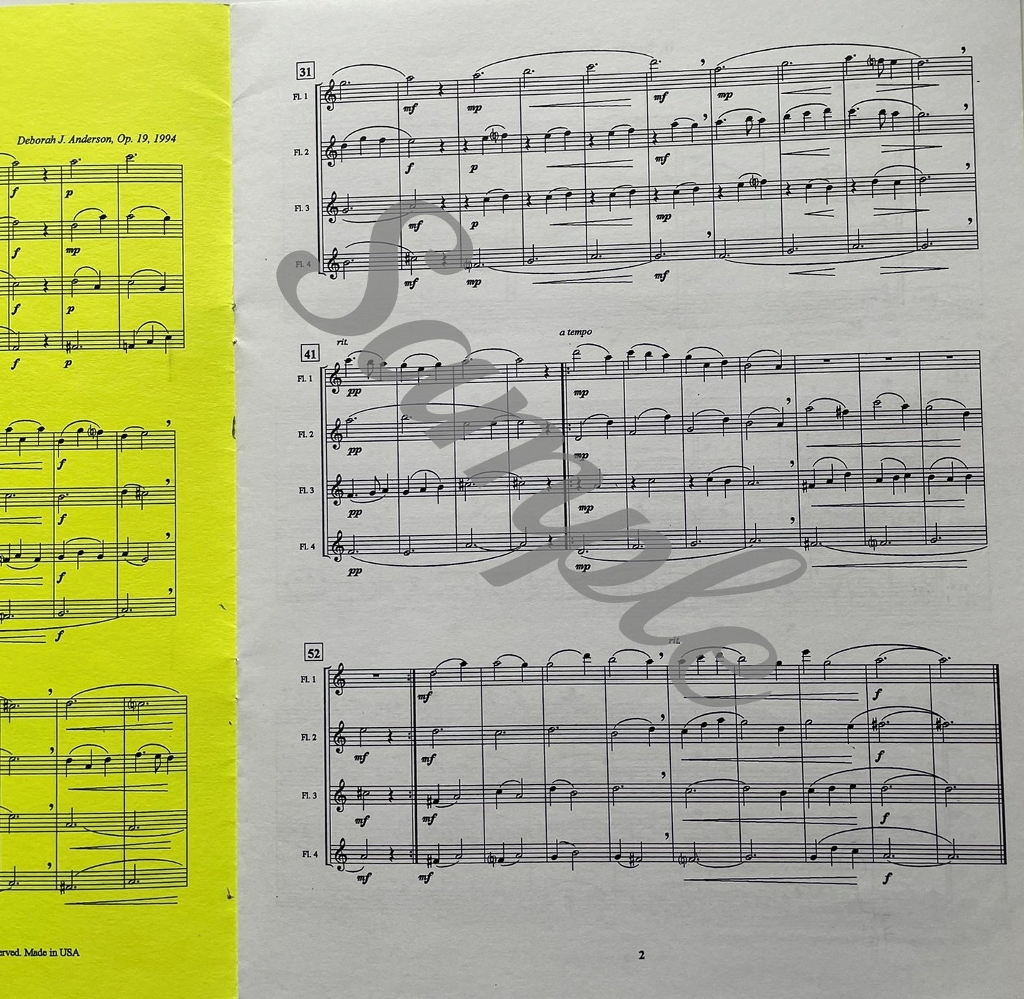 3 Dances for 4 Voices for Flute Quartet by Deborah J. Anderson