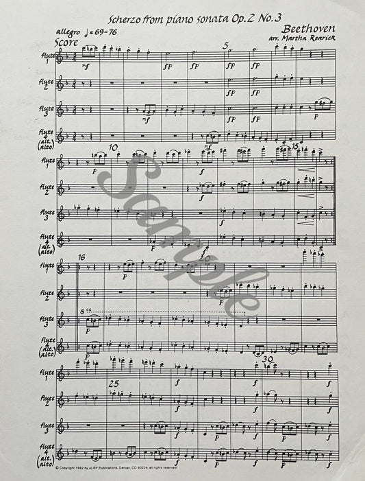 Scherzo for Flute Quartet or Flute Choir by Beethoven