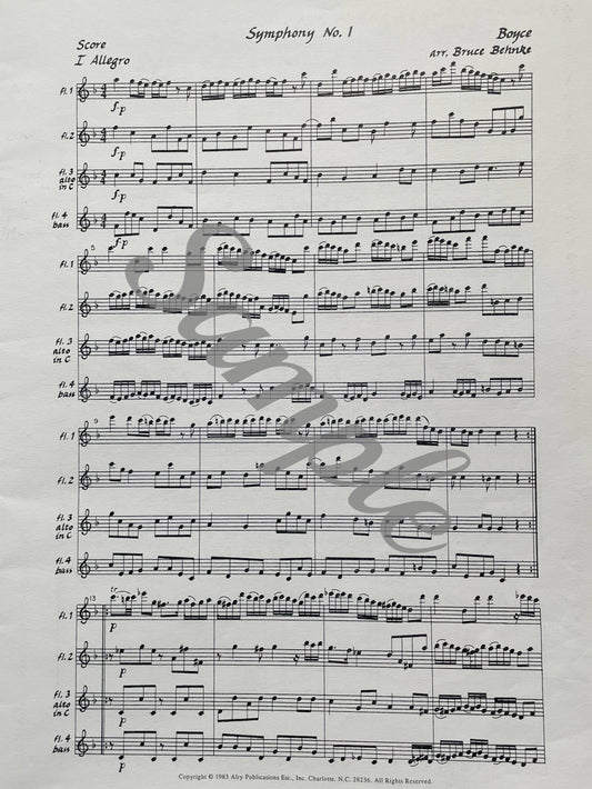 Symphony No. 1 for Flute Quartet or Flute Choir by William Boyce