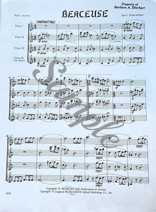 Berceuse for Flute Quartet by Carl Fuerstner