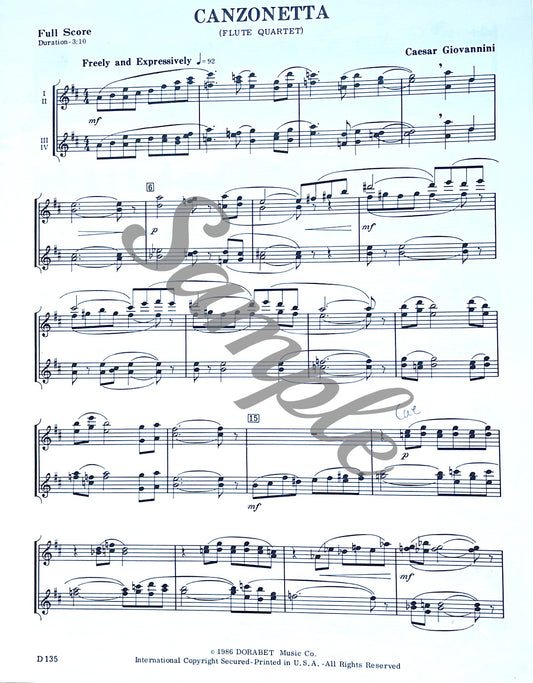 Canzonetta for Flute Quartet by Caesar Giovannini