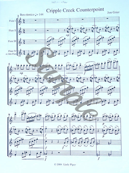 Cripple Creek Counterpoint for Flute Quartet by Jon Jeffrey Grier