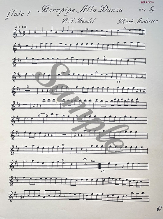 Hornpipe Alla Danza for Flute Quartet by G.F. Handel