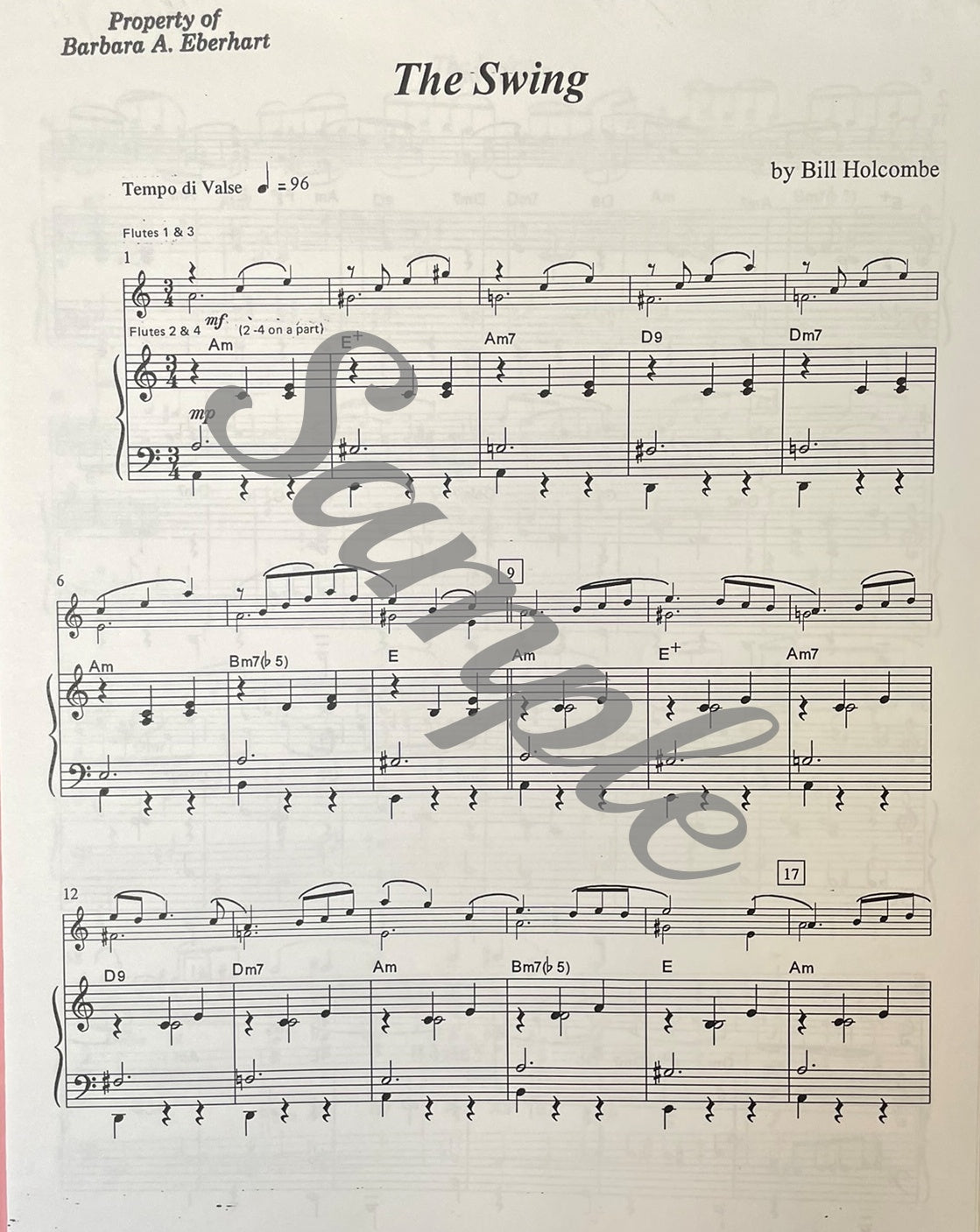 The Swing for Flute Quartet by Bill Holcombe