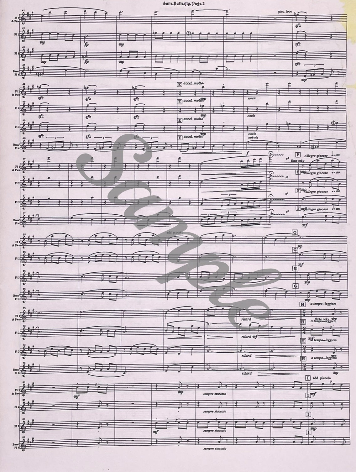 Suite Butterfly for Flute Quartet by Phyllis Avidan Louke