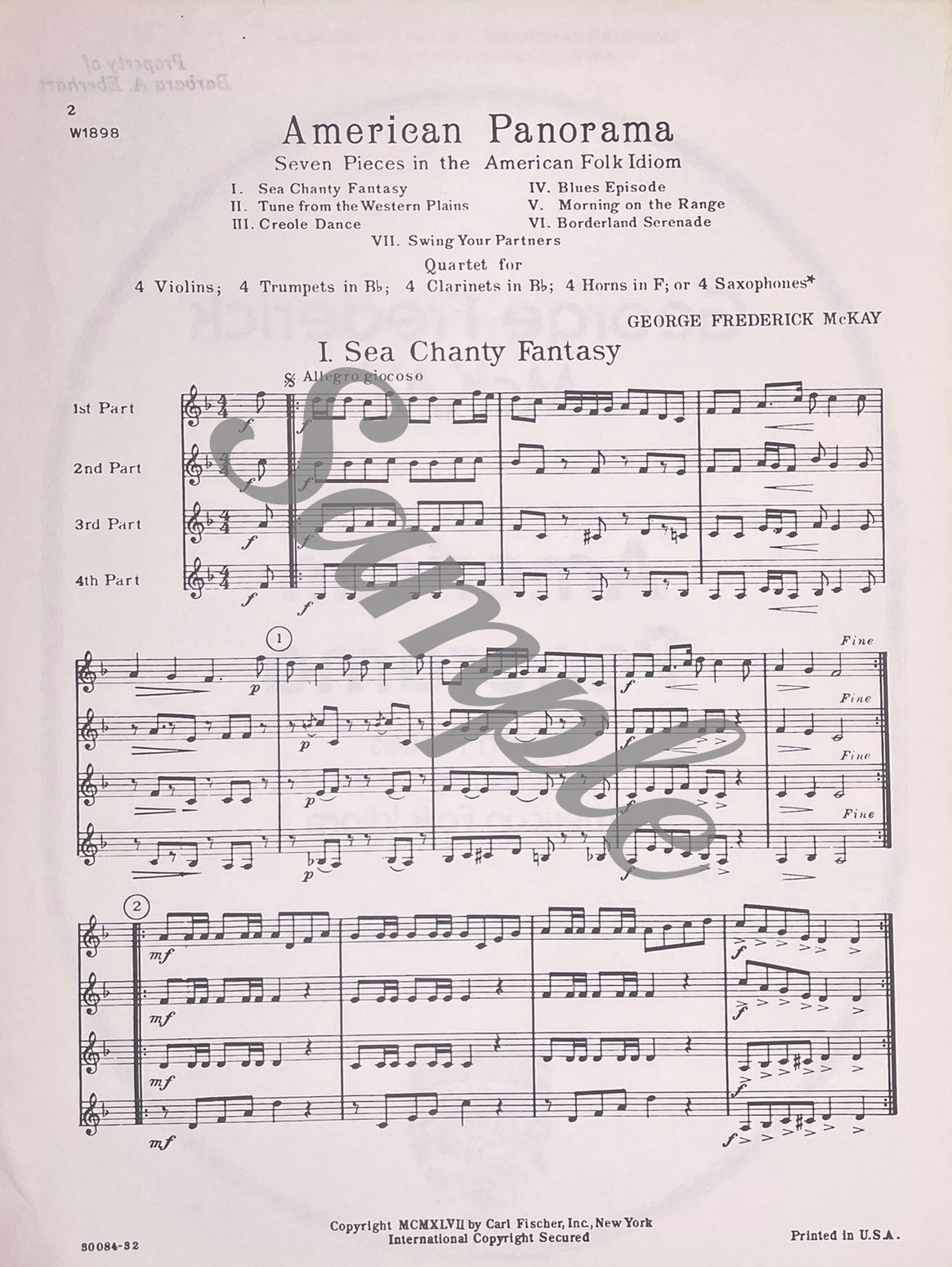 American Panorama for Four Treble Instruments by George Frederick McKay