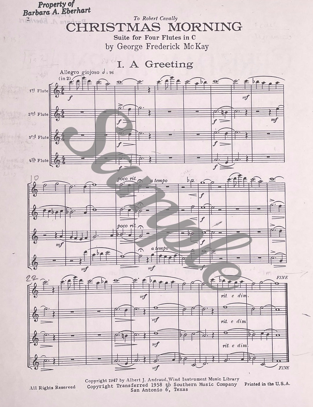 Christmas Morning Suite for Flute Quartet by George Frederick McKay