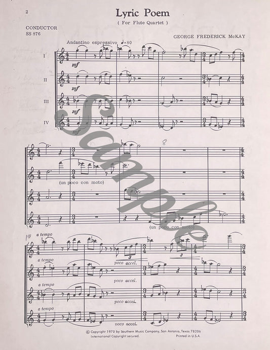 Lyric Poem for Flute Quartet by George Frederick McKay