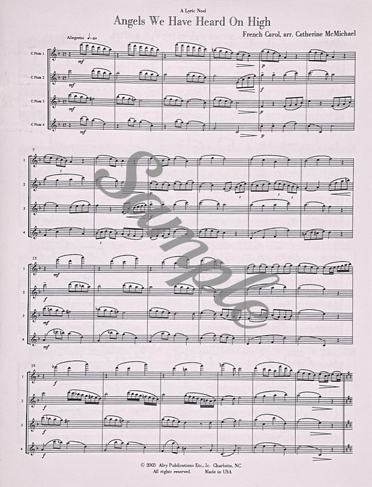 A Lyric Noel for Flute Quartet by Catherine McMichael