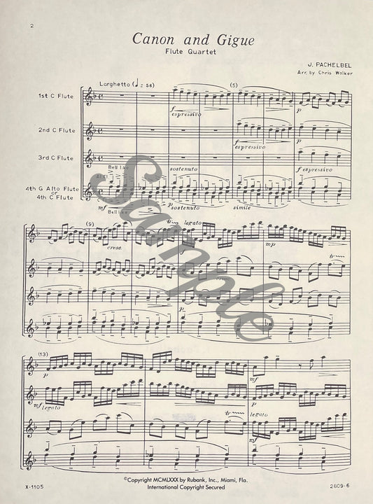 Canon and Gigue Flute Quartet by J. Pachelbel