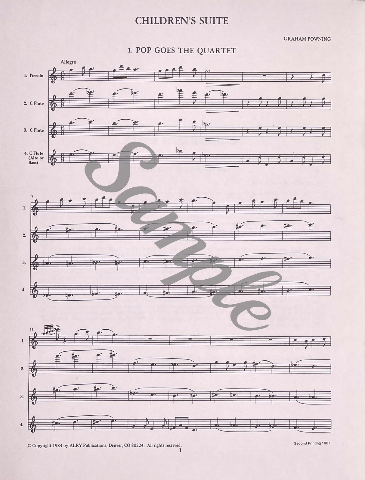 Children's Suite Flute Quartet by Graham Powning