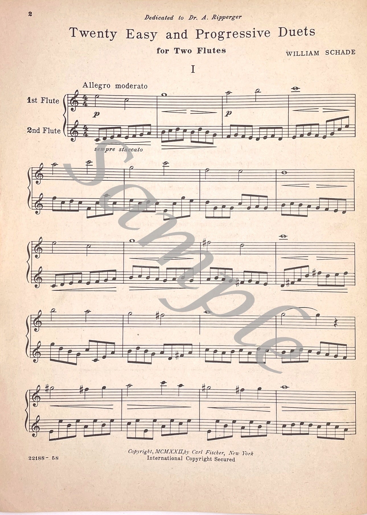 Twenty Easy and Progressive Duets for Two Flutes by William Schade