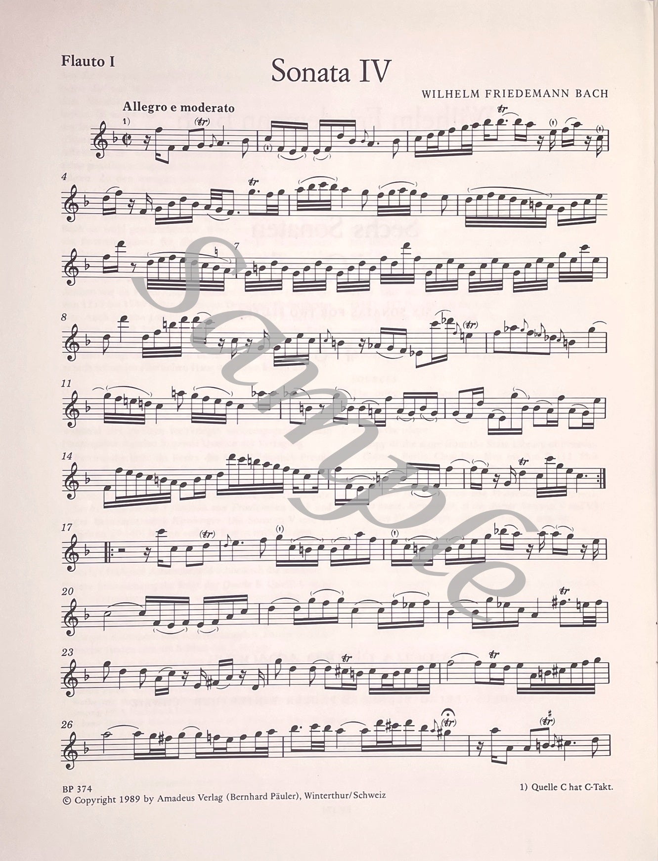 Six Sonatas for Two Flutes Vol. 2 by W.F. Bach