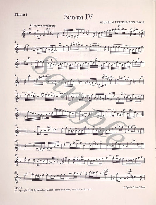 Six Sonatas for Two Flutes Vol. 2 by W.F. Bach