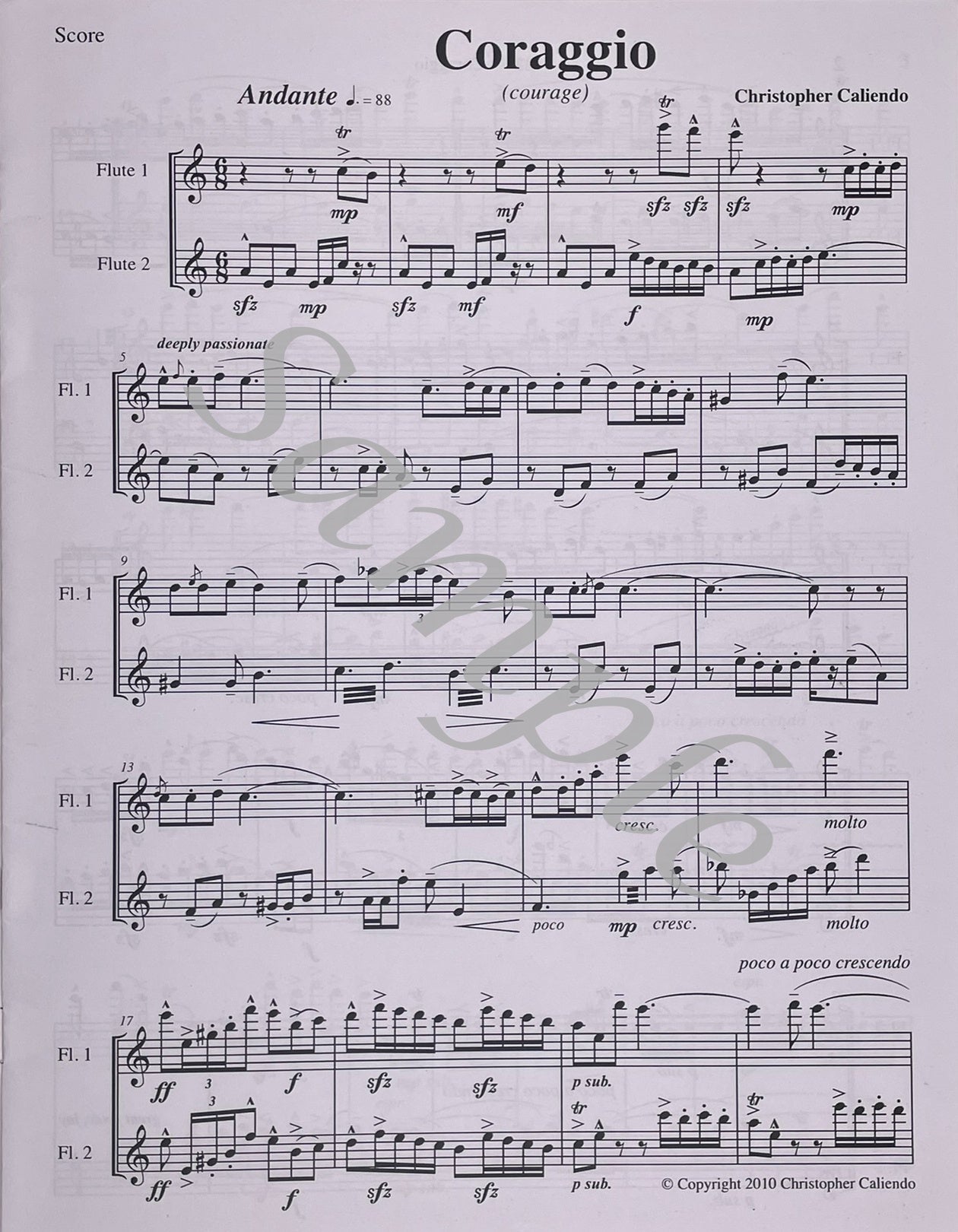 Corragio (Courage) for Two Flutes by Christopher Caliendo
