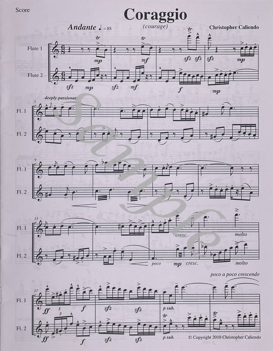 Corragio (Courage) for Two Flutes by Christopher Caliendo