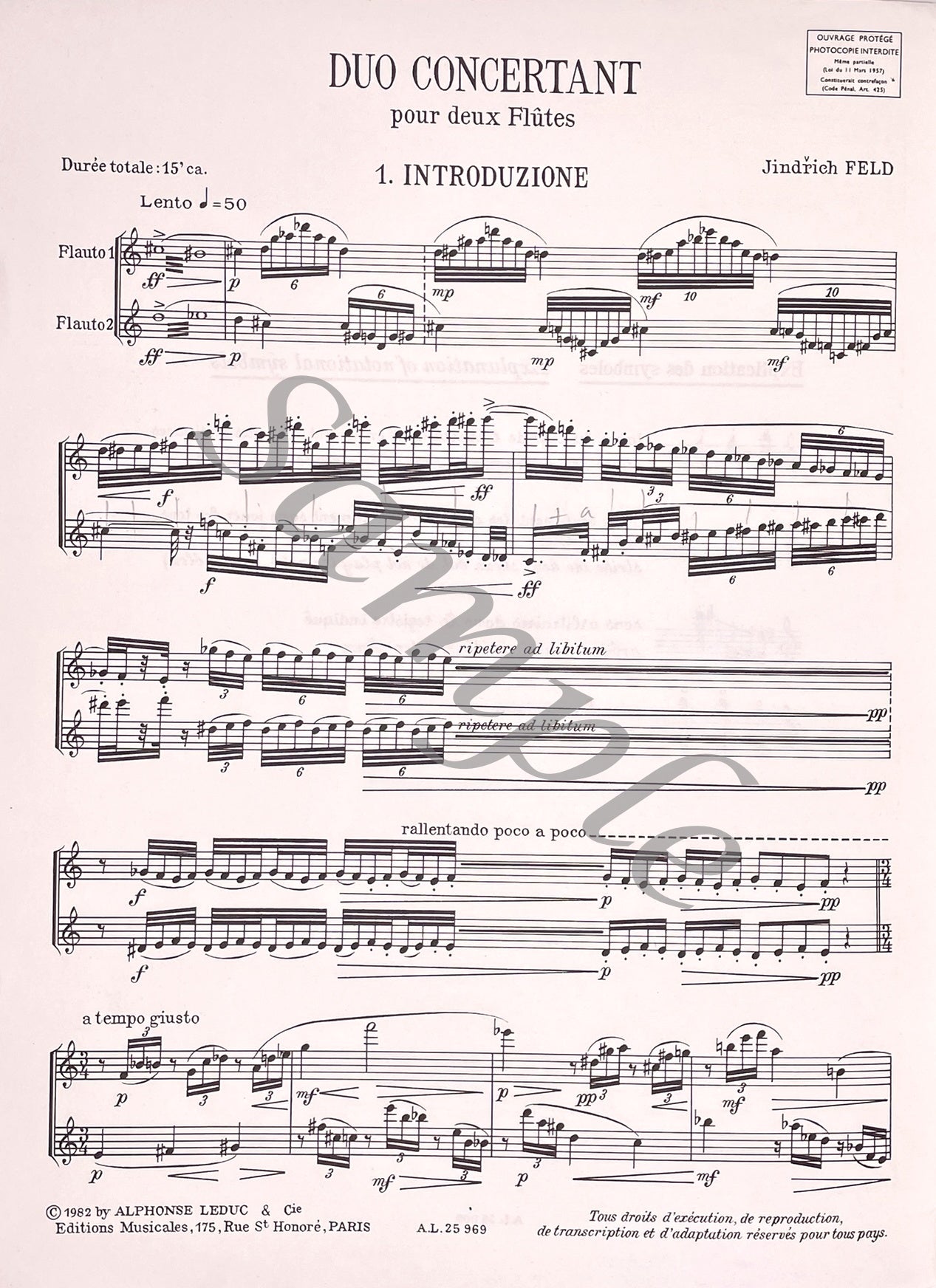 Duo Concertant for Two Flutes by Jindrich Feld