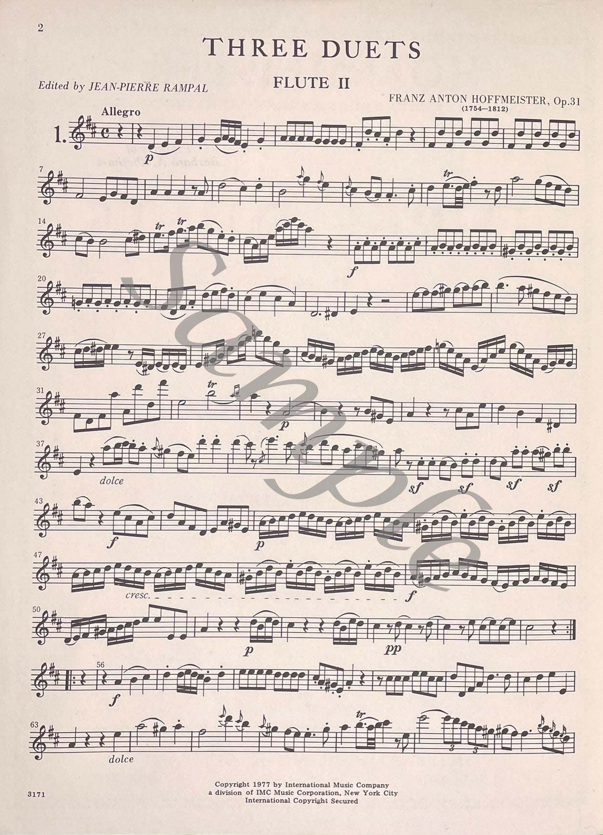 Three Duets for Two Flutes, Op. 31 by F.A. Hoffmeister