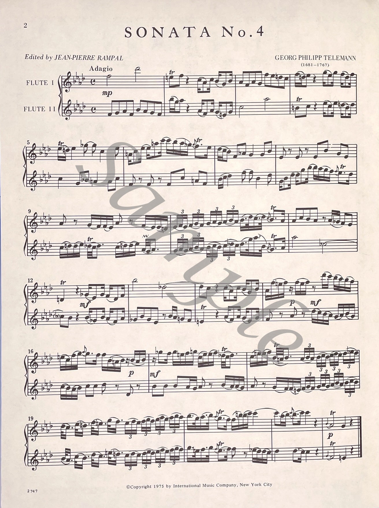 Six Sonatas for Two Flutes Vol. II Georg Philipp Telemann