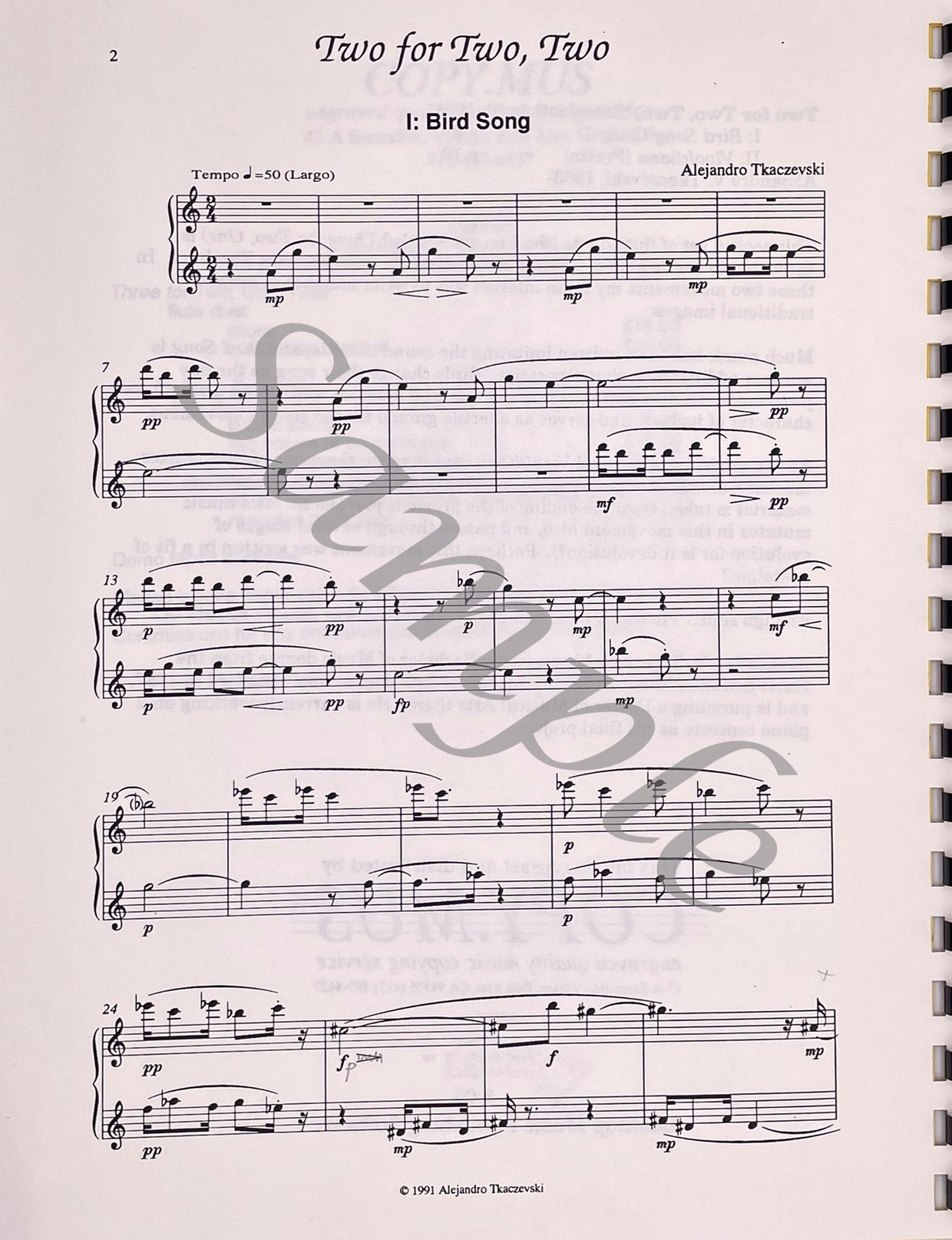 Two Movements For Two Flutes, Series Two by Alexander Tkaczevski