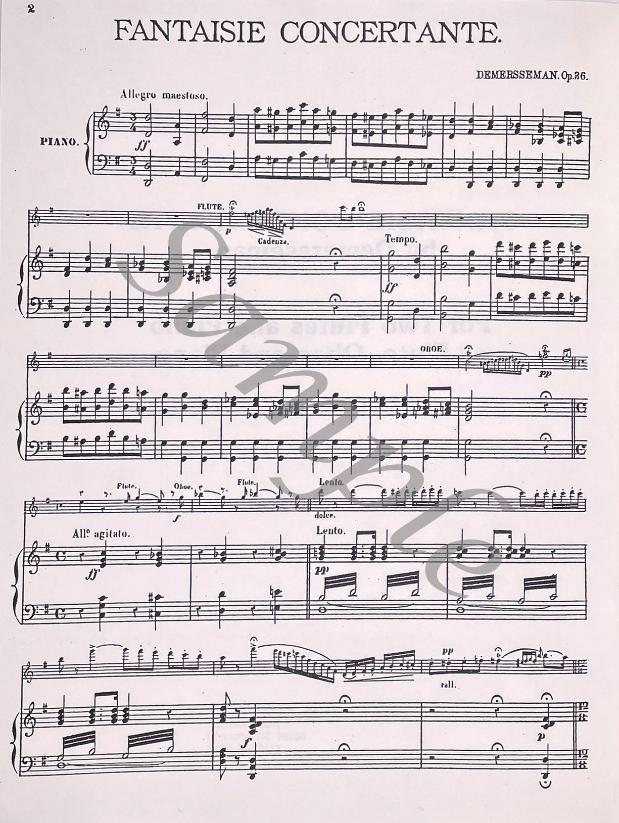 Fantasie Concertante for Two Flutes & Piano, Op. 36 by Jules Demersseman
