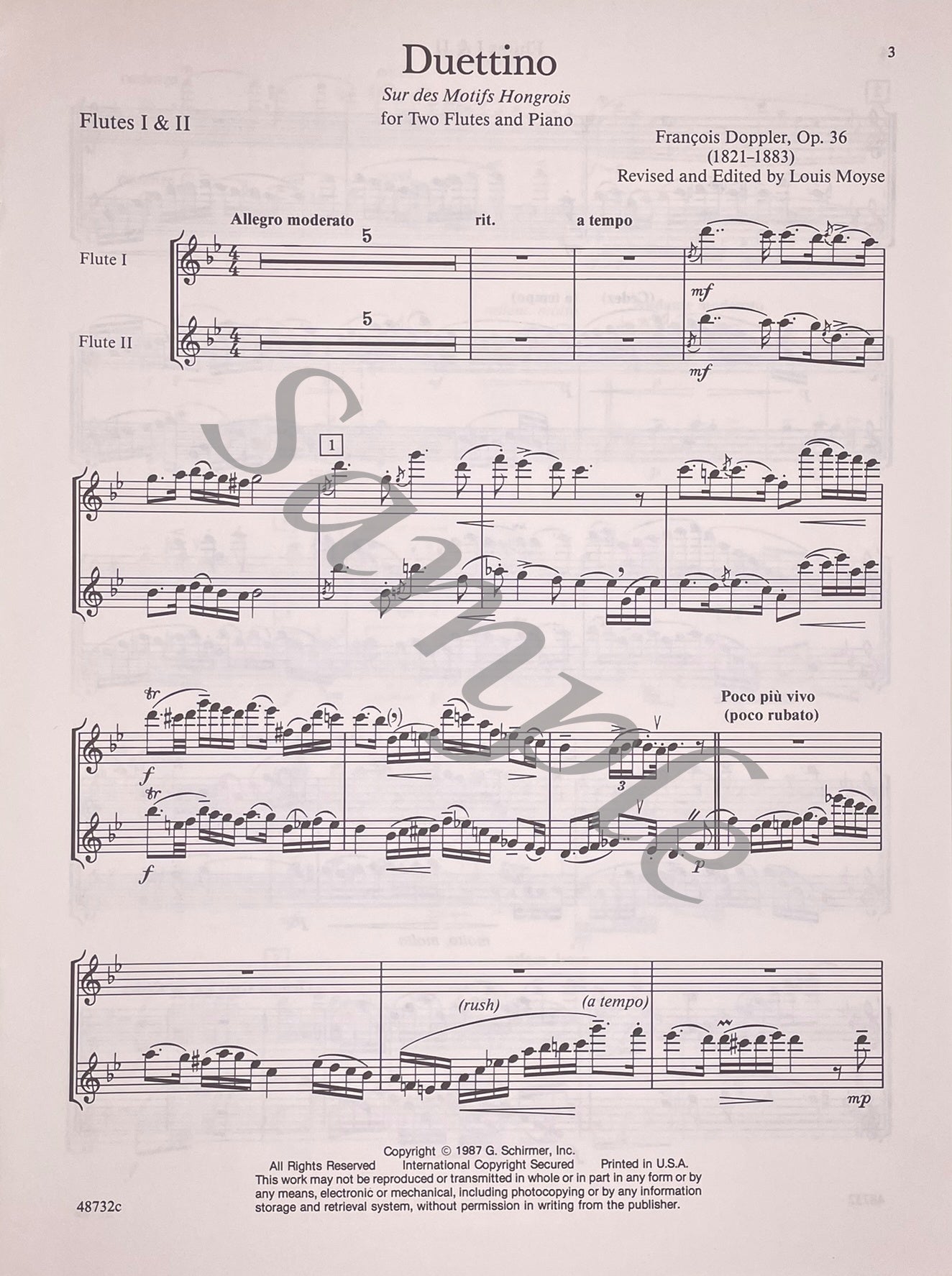 Duettino for Two Flutes & Piano, Op.36 by Franz Doppler