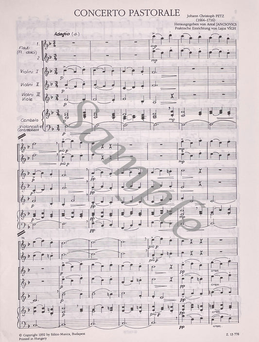 Concerto Pastorale for Two Flutes & String Orchestra by J.C. Petz