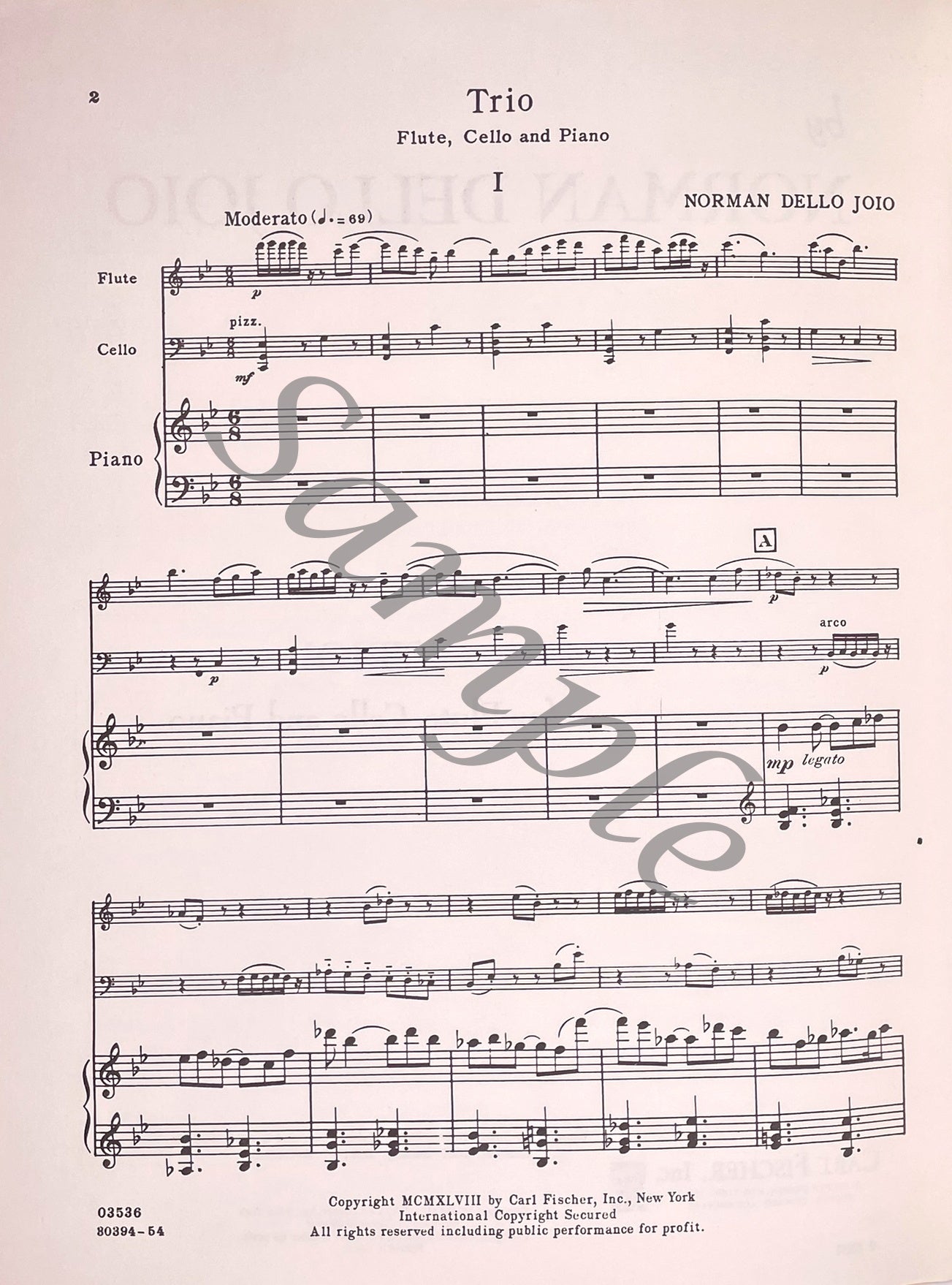Trio for Flute, Cello and Piano by Norman Dello Joio