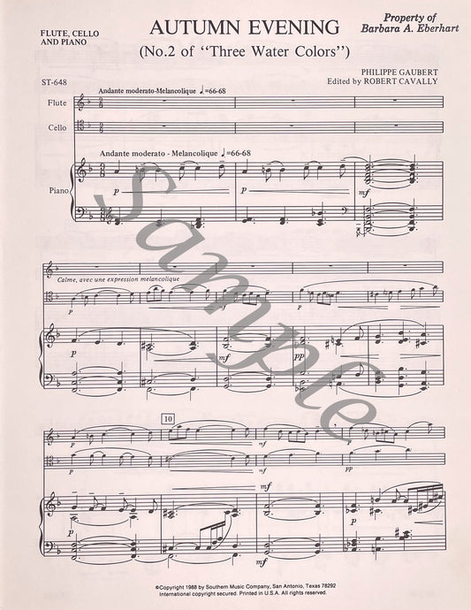 Autumn Evening for Flute, Cello and piano by Philippe Gaubert