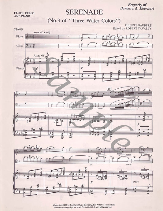 Serenade for Flute, Cello and Piano by Philippe Gaubert
